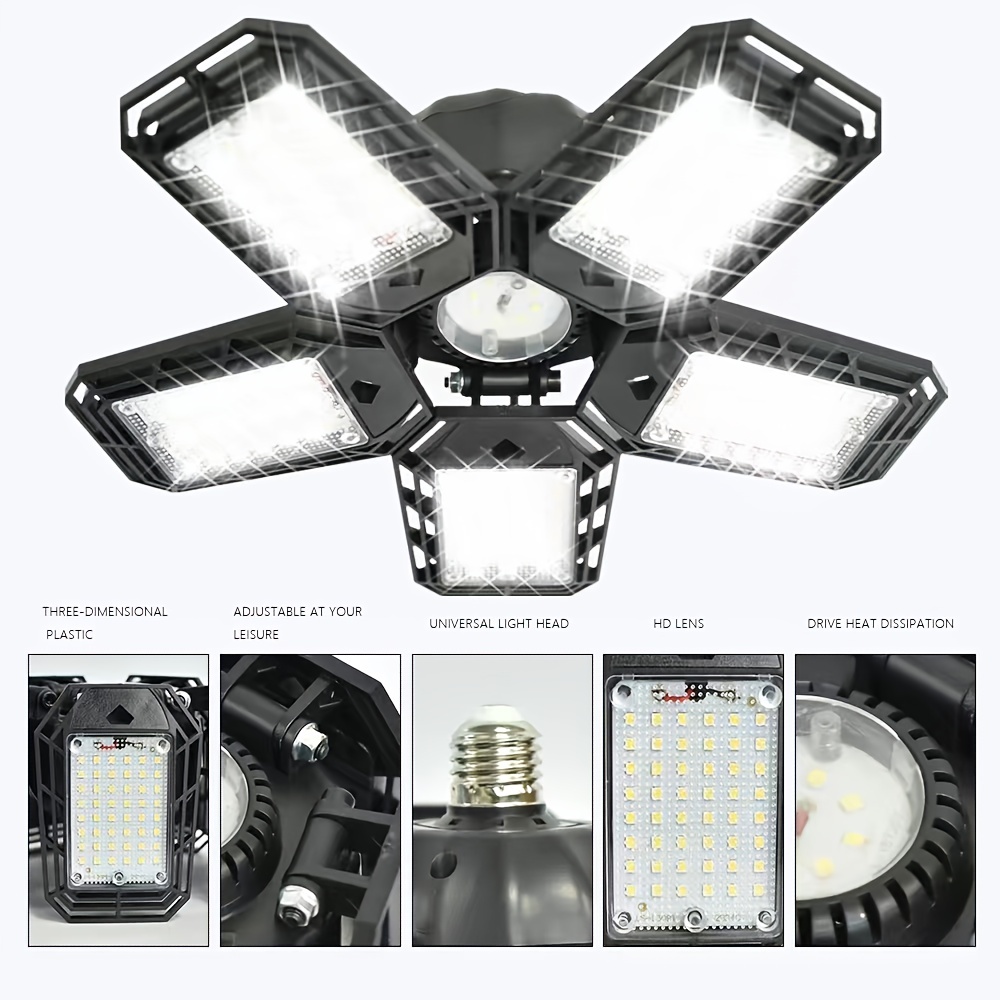 2pcs pack super bright 220w led garage light 15000lm 6500k adjustable deformable ceiling lights for workshop garage details 2