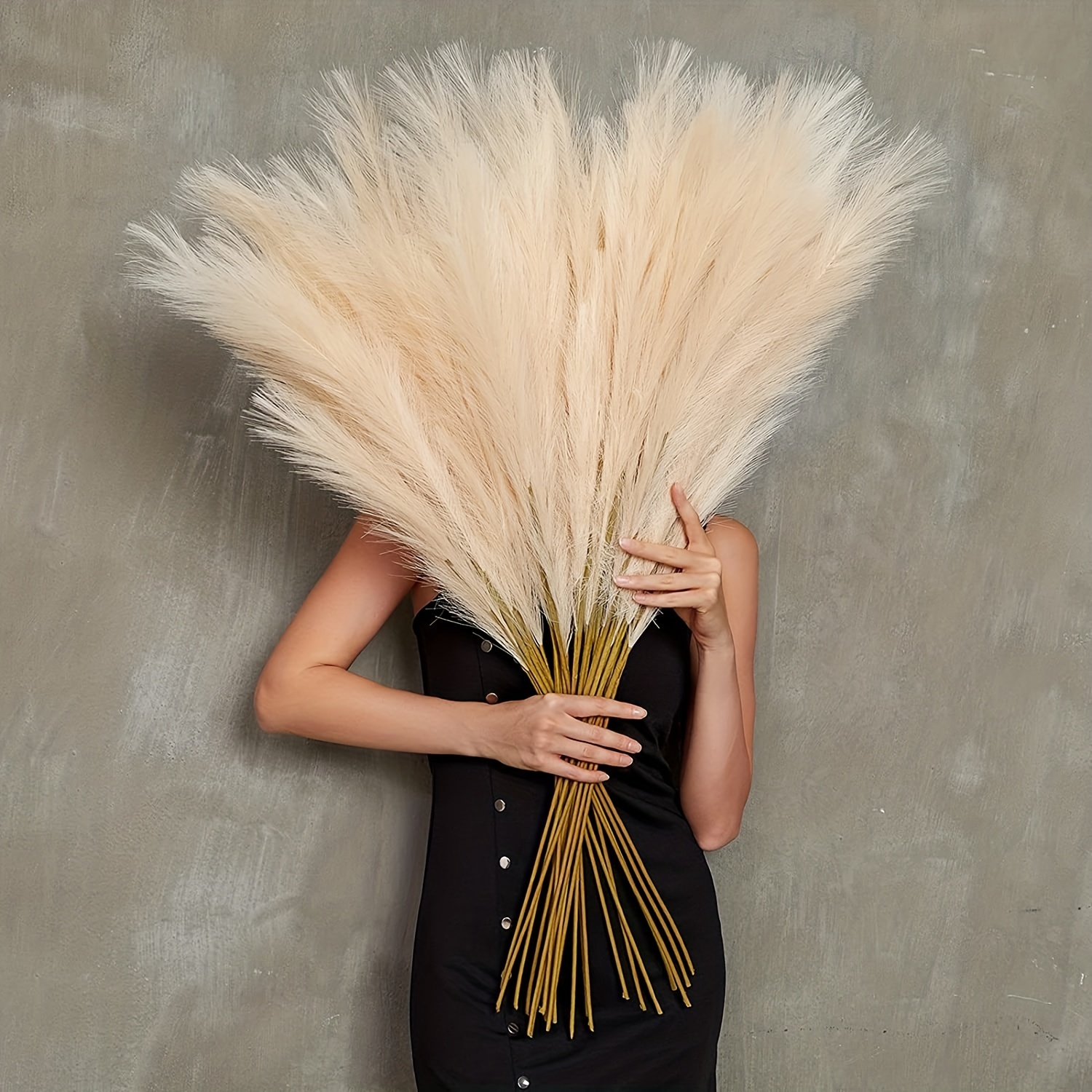 My Gold Swan Dried Pampas Grass Decor - 60 Pcs Small Pampas Grass - 17  Natural Dry Pampas Bouquet - Long-Lasting Pompous Grass for Boho Wedding 