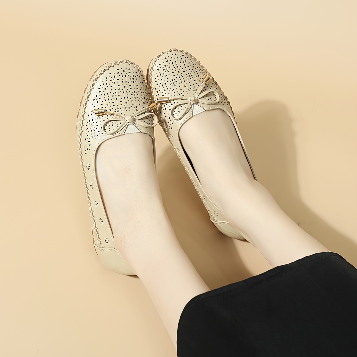 women s solid color elegant flast bowknot decor soft sole details 16