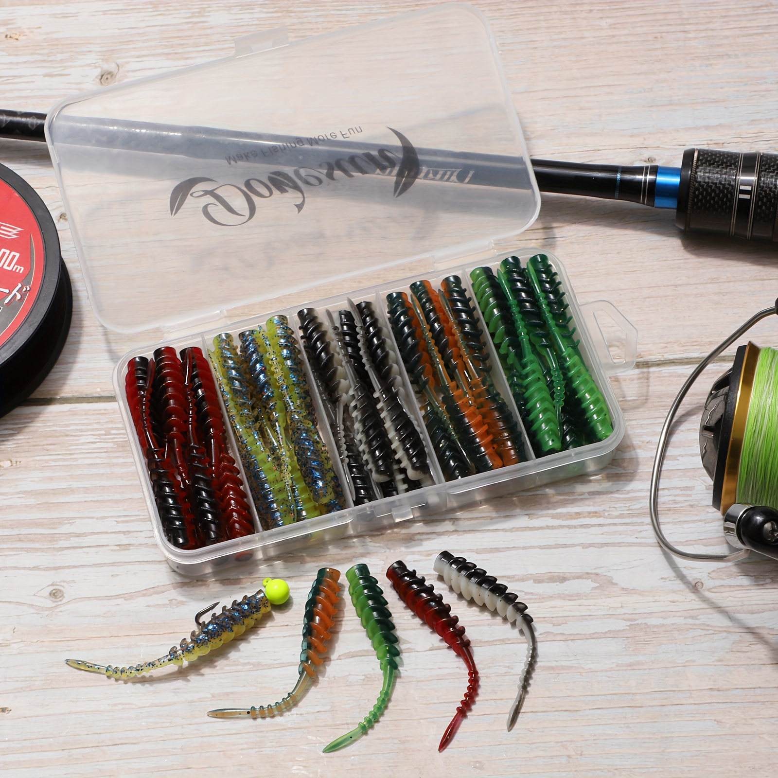 Dovesun 60pcs Soft Fishing Lures Set with Tackle Box