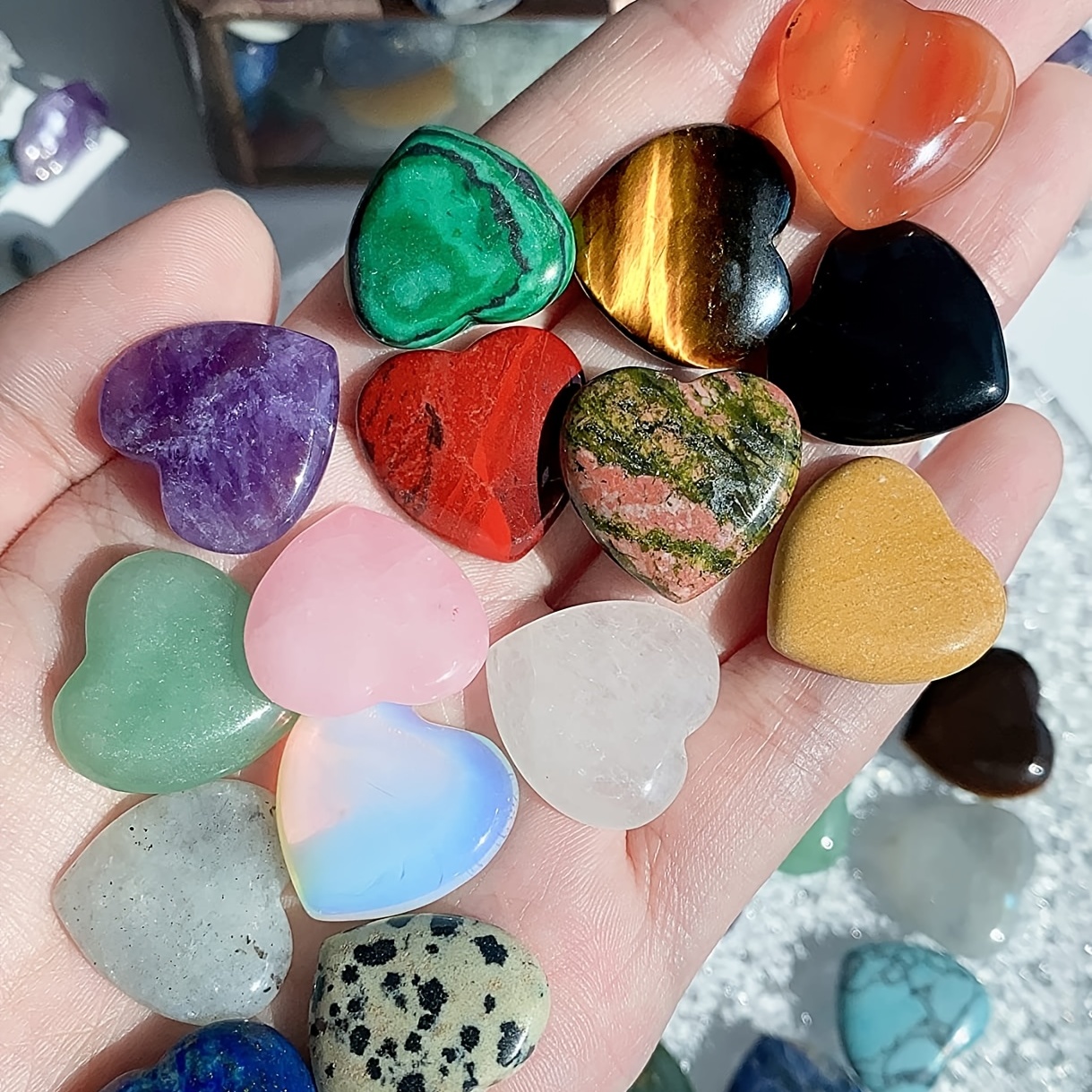Heart Crystals Healing Crystal Natural Pocket Stones - Temu