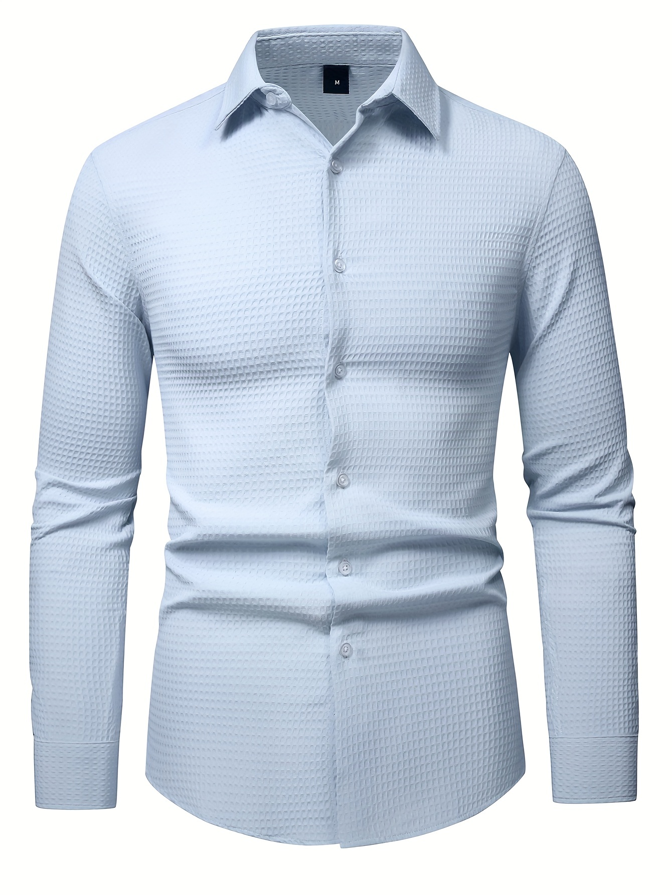 Men's Cotton Button Slim Fit Long Sleeve Casual Shirt - Temu