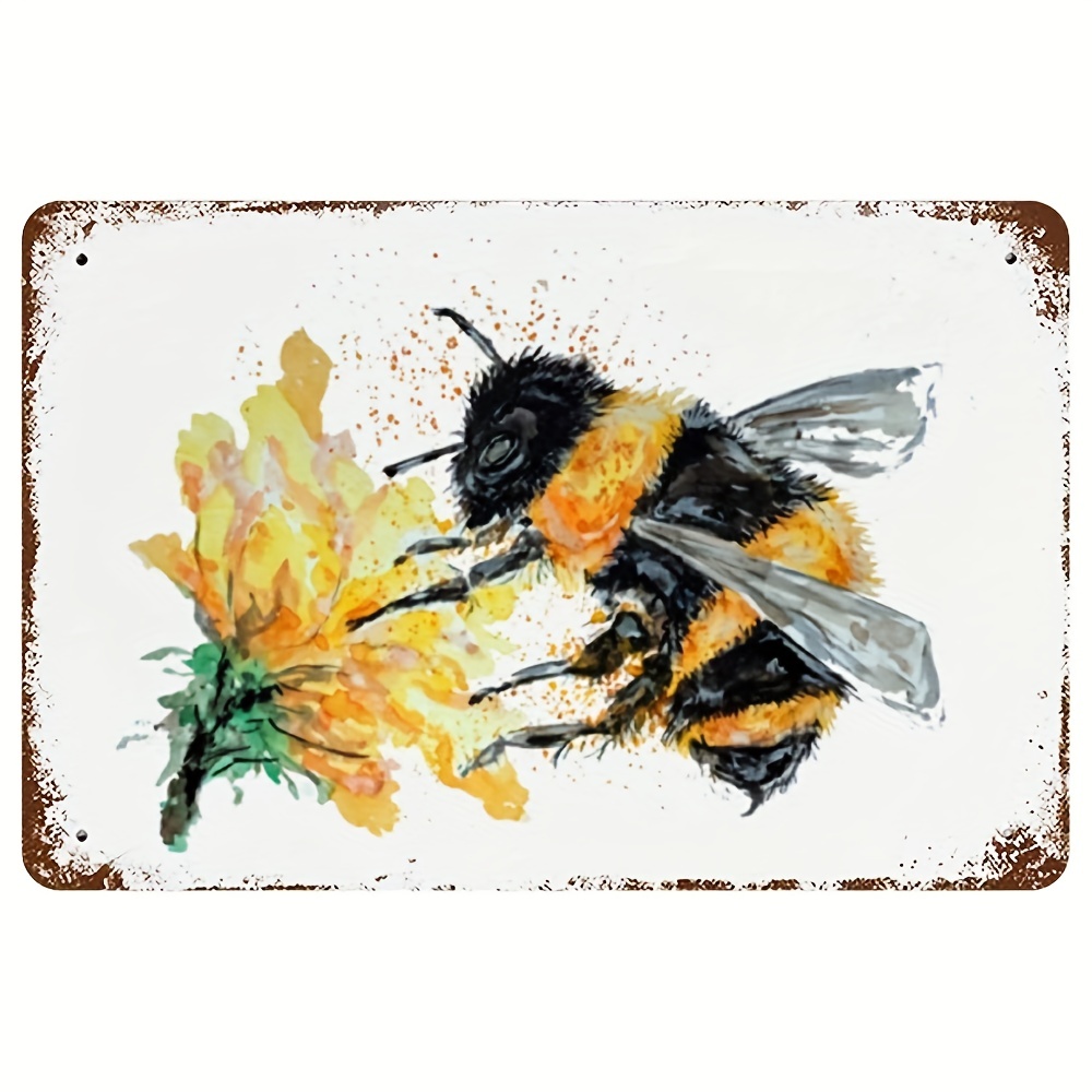 Retro Antique Tin Sign Bumblebee Honey Insect Metal Tin - Temu