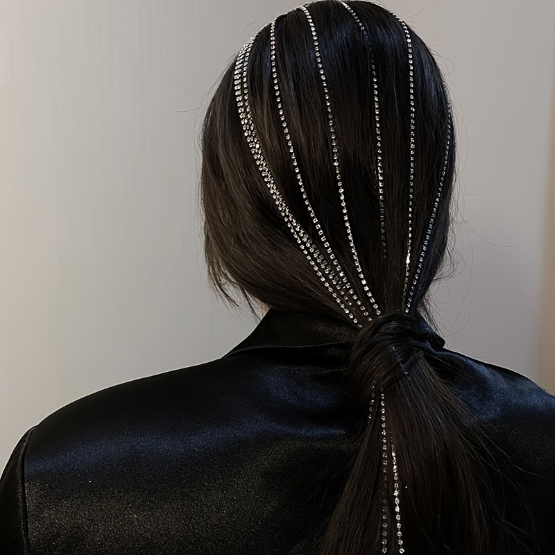 Rhinestone Tassel Headband Glitter Hair Accessory