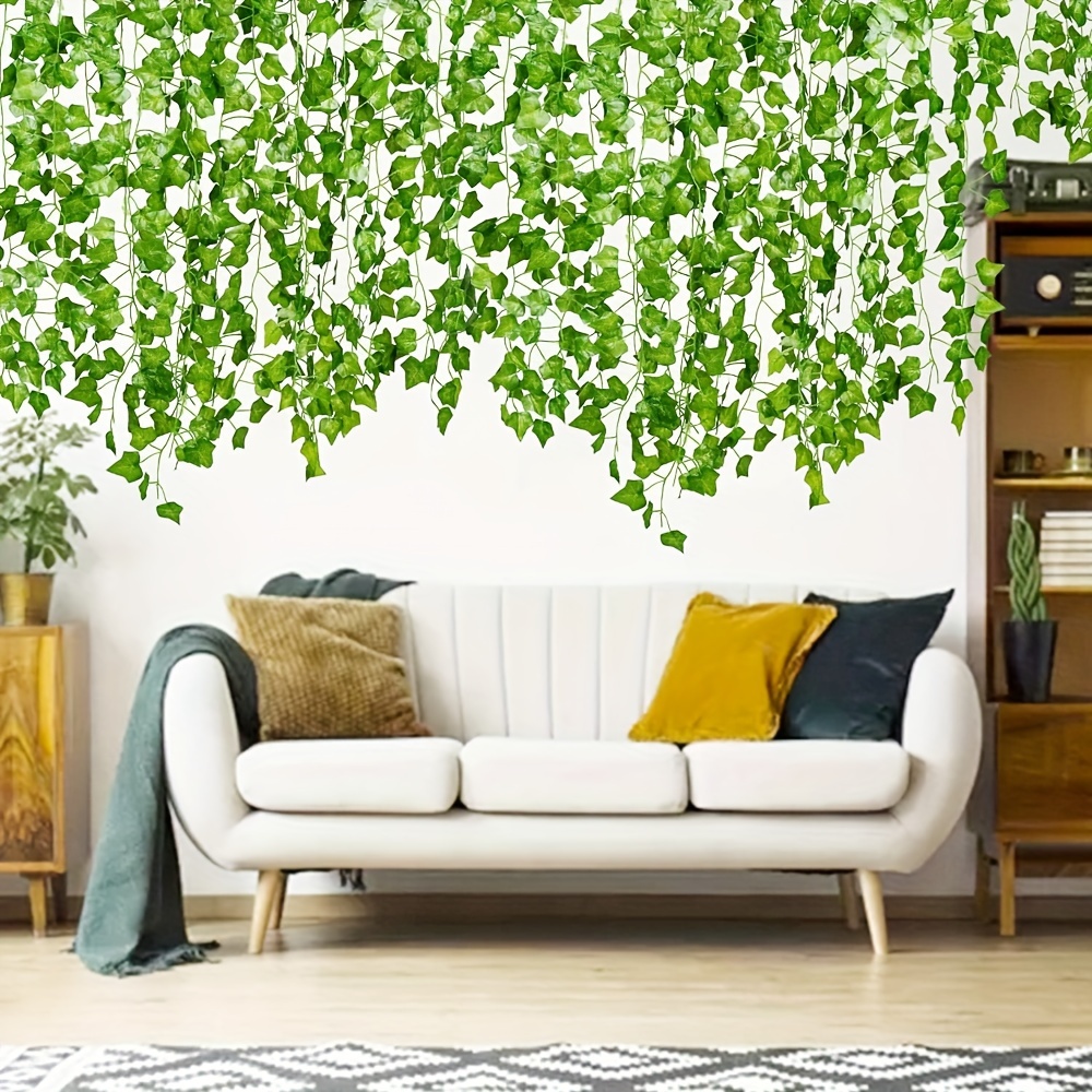 12pcs About 2m Artificial Fake Ivy Leaves Garland Greenery Hanging Plant  Vine for Bedroom Wall Decor Wedding Party Room Home Decor