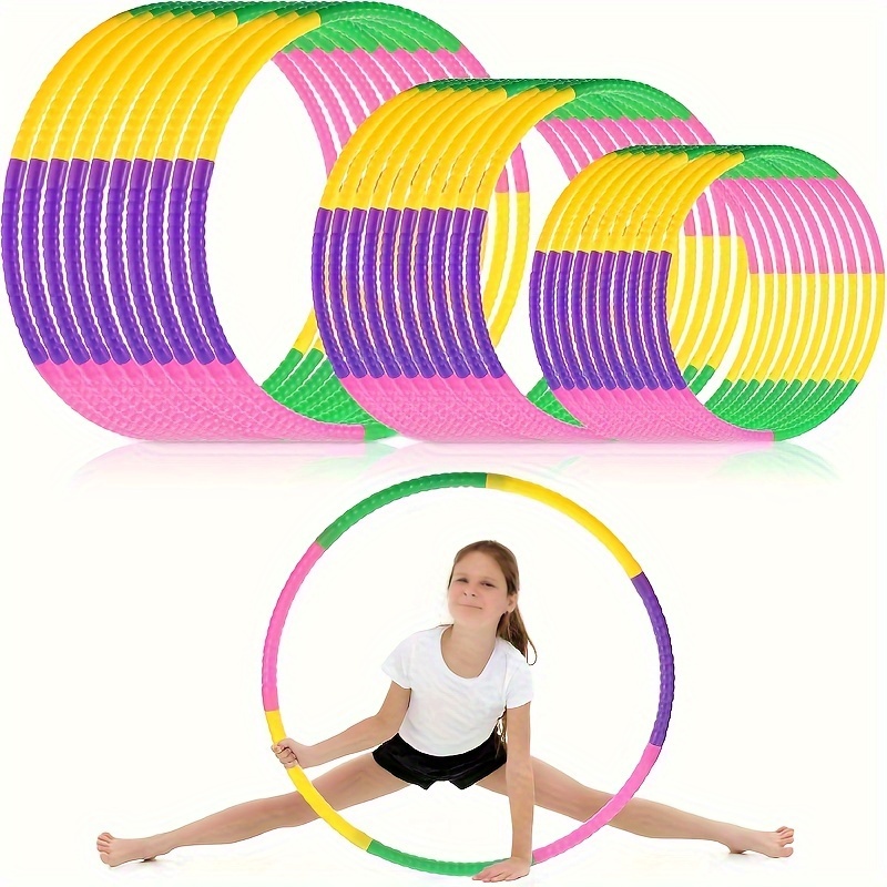 Juego de gimnasta para niños: 2 aros de ejercicio con cinta de baile,  tamaño desmontable, aro de plástico ajustable, anillo deportivo de fitness