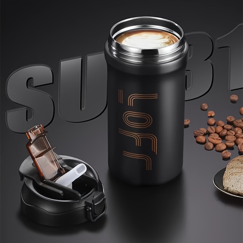 1pc 600ml large stainless steel travel mug portable car vacuum flask sport coffee tumbler details 2