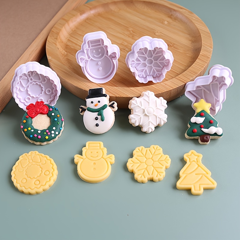 Plastic Fondant Plunger Cutters Tools  Cookies Cookie Cutter Christmas -  4pcs/set - Aliexpress