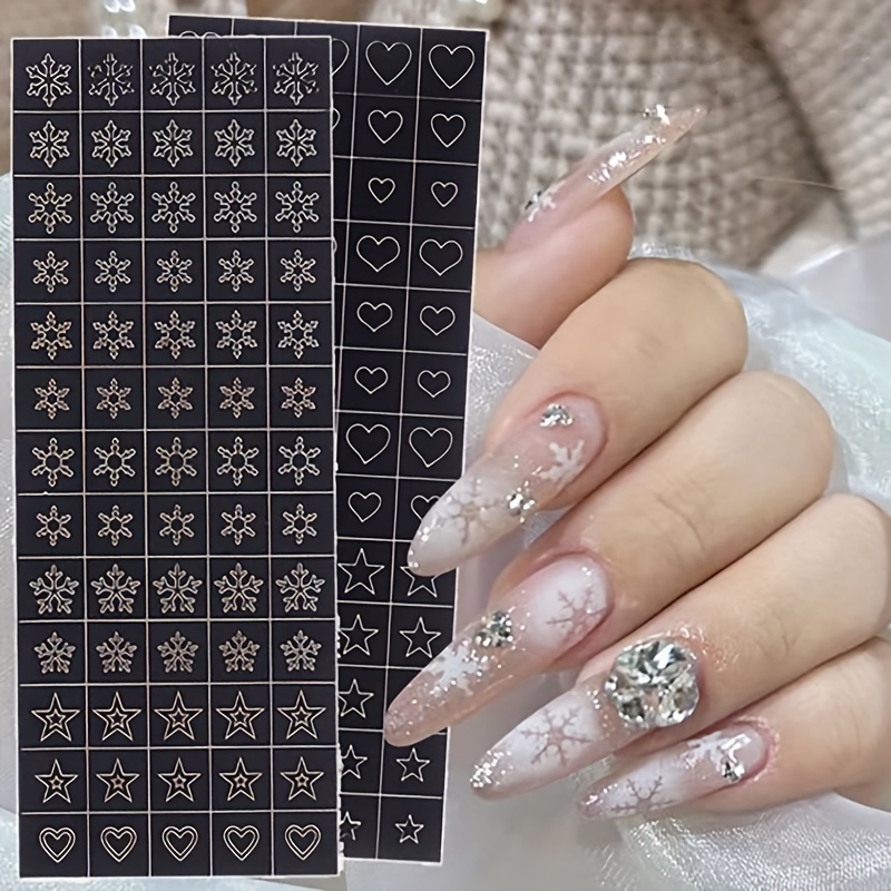 Airbrush Nail Stickers Snowflake Nail Stencils French Star Heart  Butterflies Maple Leaf Designs Nail Decals Printing Template DIY Stencil  Tool for