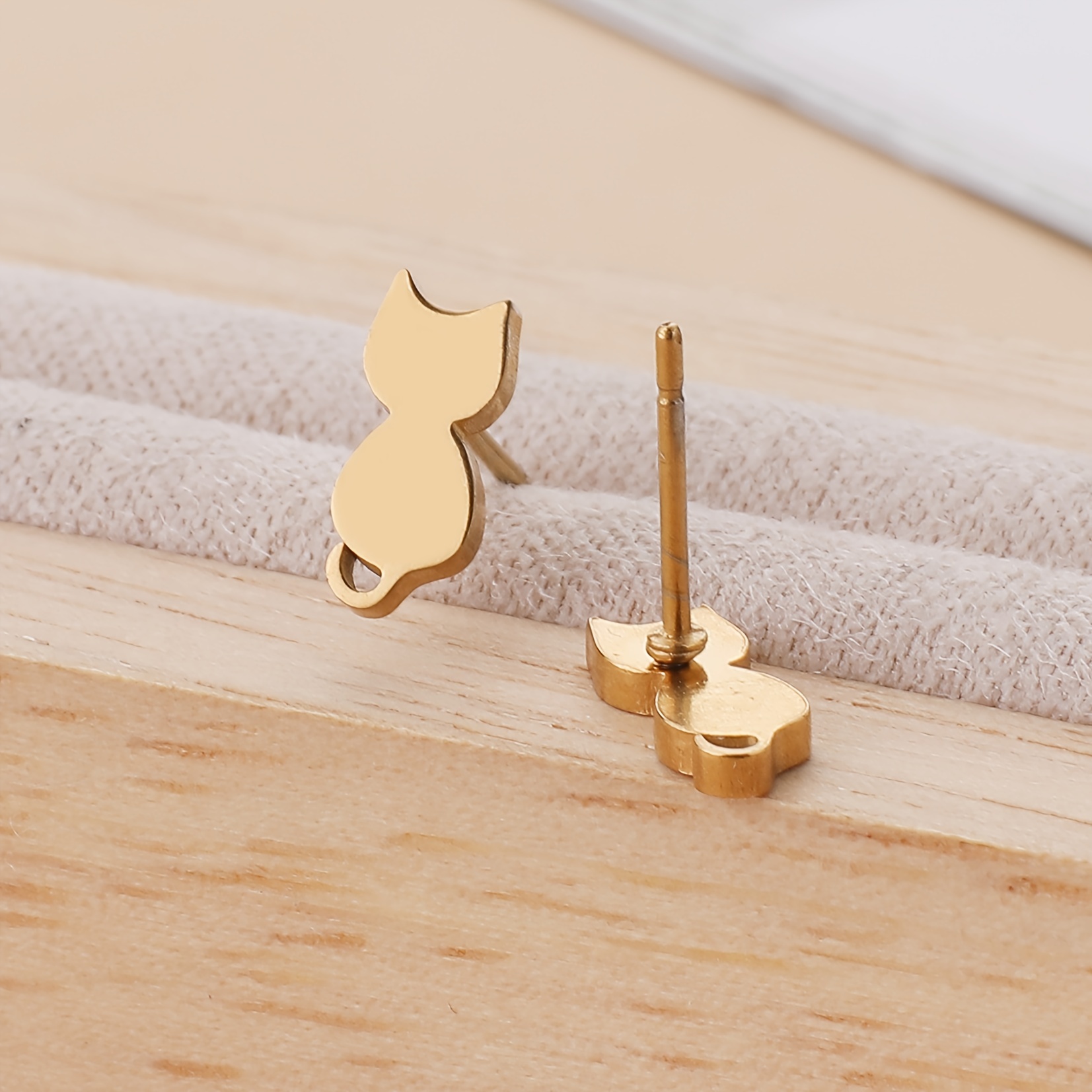 3 Pairs Stainless Steel Cat Earrings Set