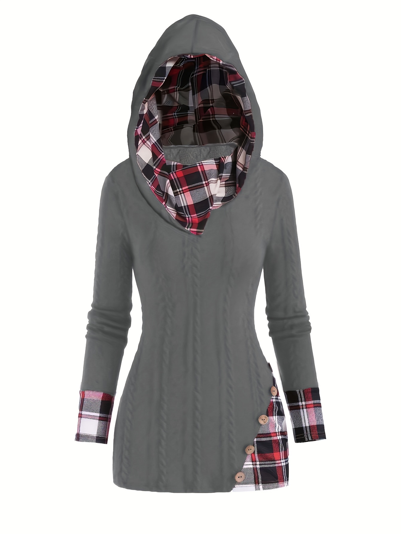 Plaid hooded sale cardigan