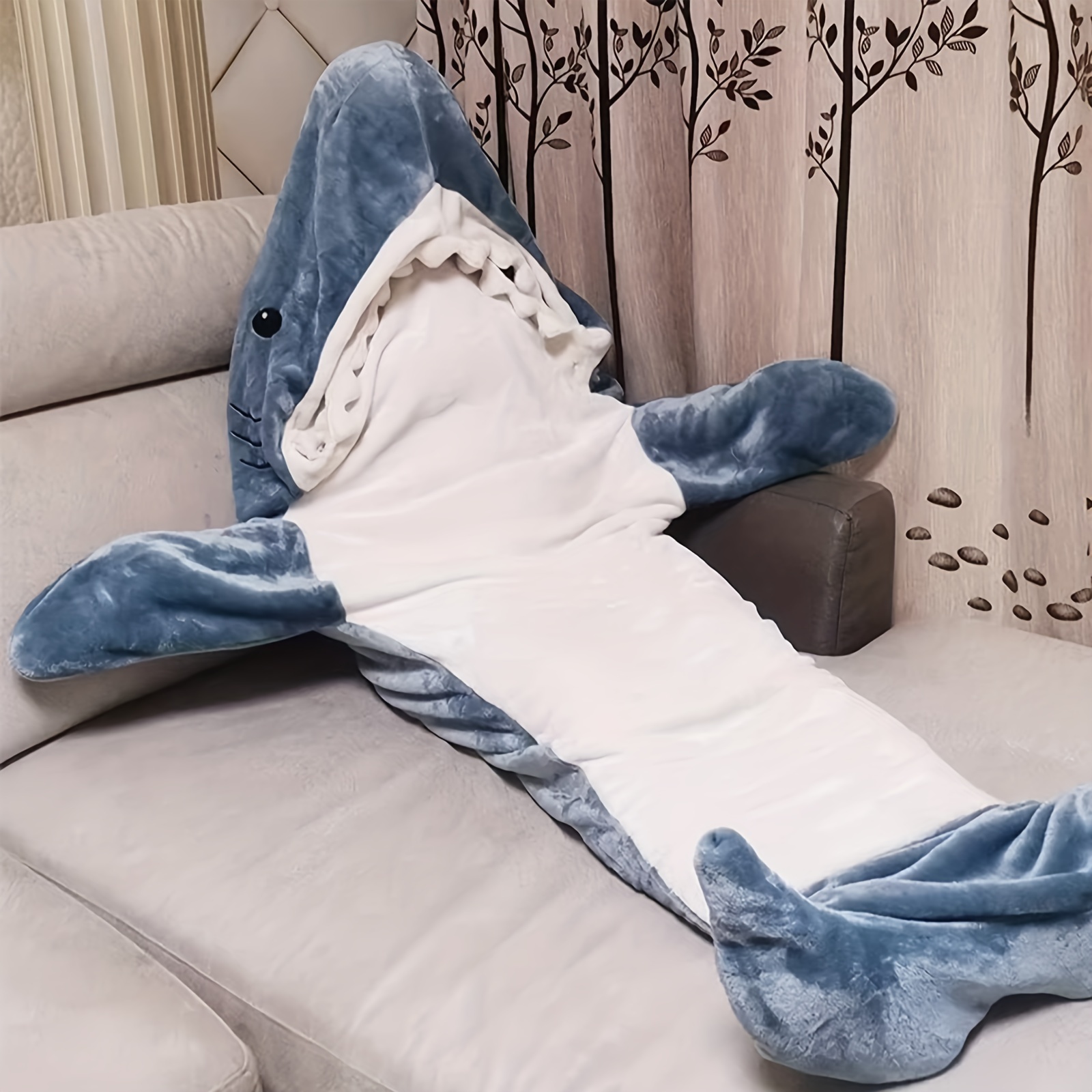  HOIDKET Manta de tiburón con capucha para adultos, mujeres y  hombres, manta de franela súper suave y acogedora, manta de tiburón saco de  dormir (tiburón, 77 pulgadas de alto x 27