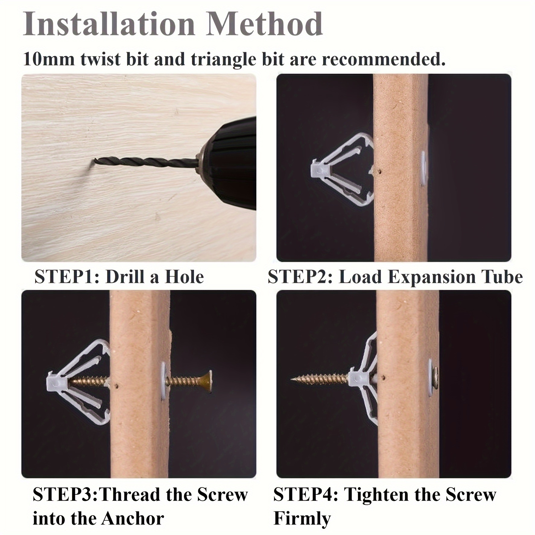 10/50 Juegos De Anclajes De Pared Hueca Kit De Anclaje Para Paneles De Yeso  Con Tornillos, Anclaje De Pared Hueca Autoperforante, 50 Juegos De Anclaje