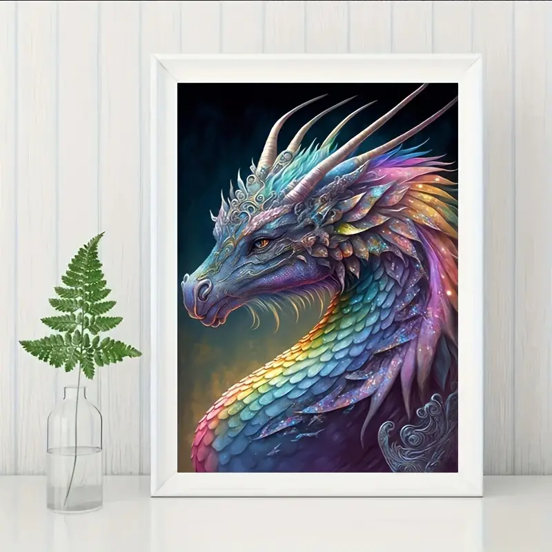 5d Artificial Diamond Painting Set Colorful Dragon Suitable - Temu