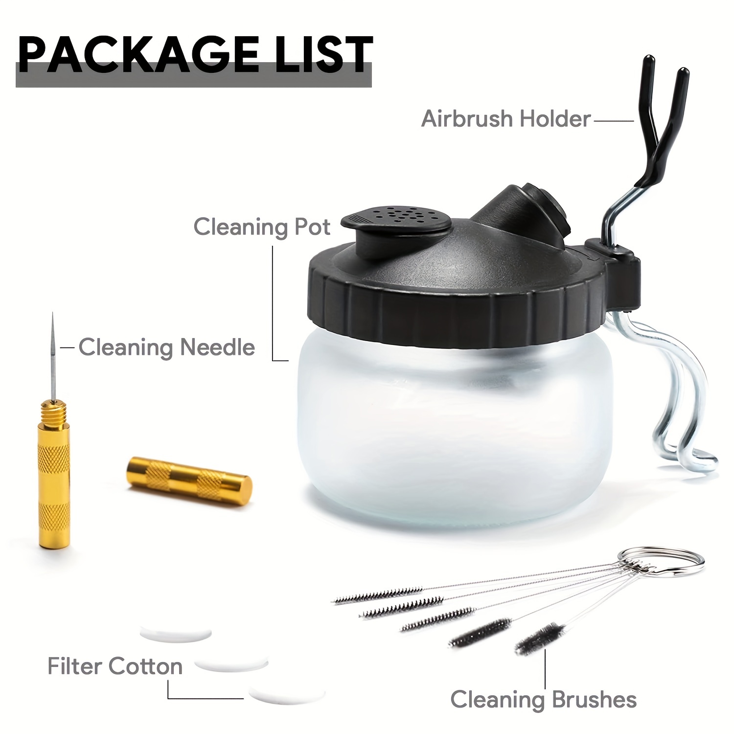 Airbrush Cleaning Pot, Airbrush Cleaning Tool Kit