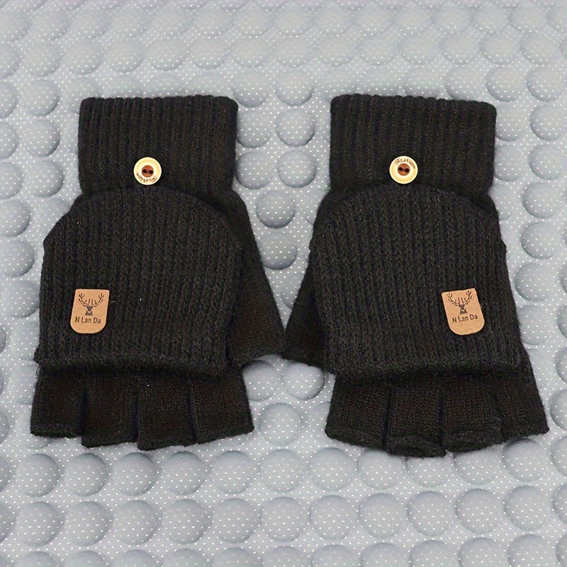 TEMU Winter Thickened Warm Knitted Fingerless Gloves, Men's And Women' Screen Gloves, Half Finger Student Gloves