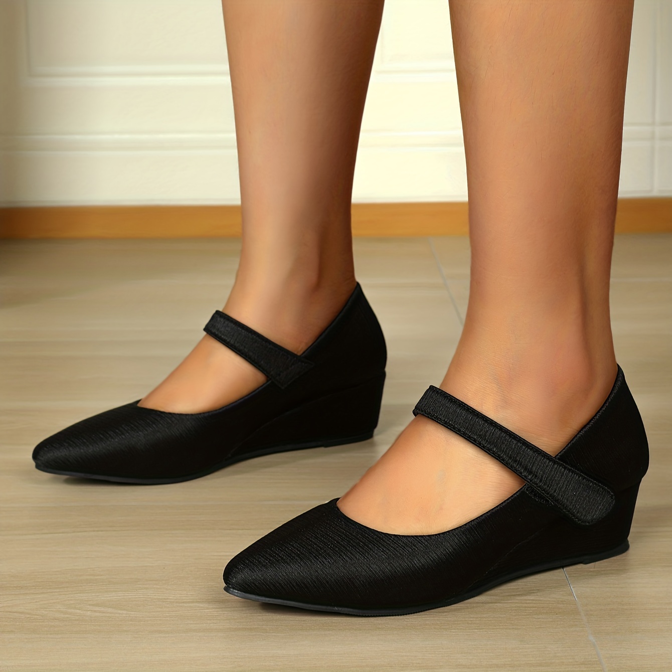 Zapatos Minimalistas De Color Sólido Para Mujer, Zapatos Casuales Con Punta  En Punta Y Boca Poco Profunda, Zapatos Diarios De Cuña Versátiles