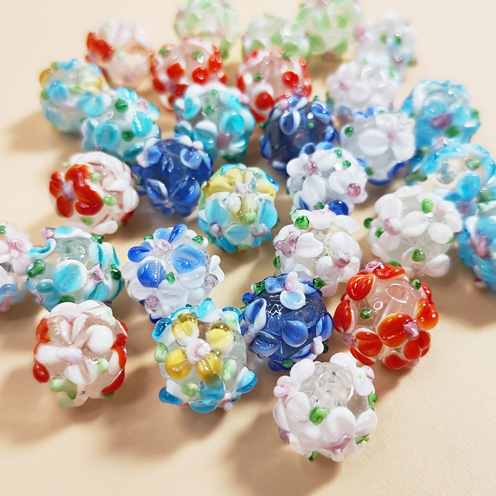 Blue Moon Beads, Glass, Round Flowers Red 8 pcs, Sova Enterprises