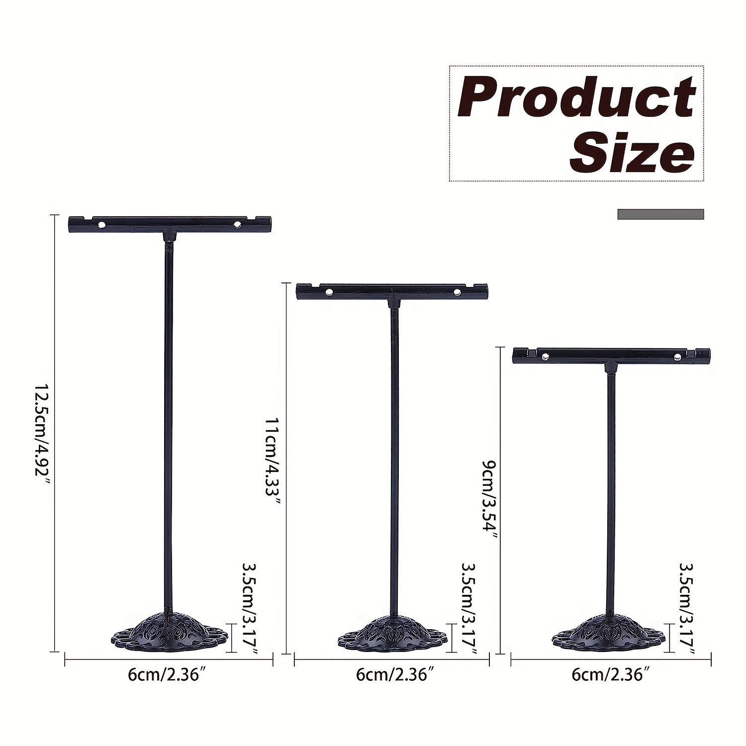 3Pcs Earring T Stand Display Rack for Jewelry Showcase