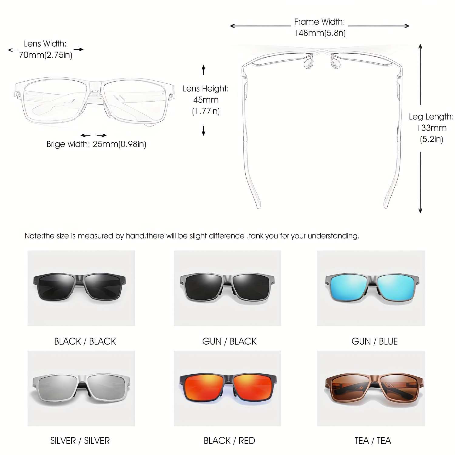 Renekton Premium Aluminum Frame Rectangle Polarized Sunglasses For