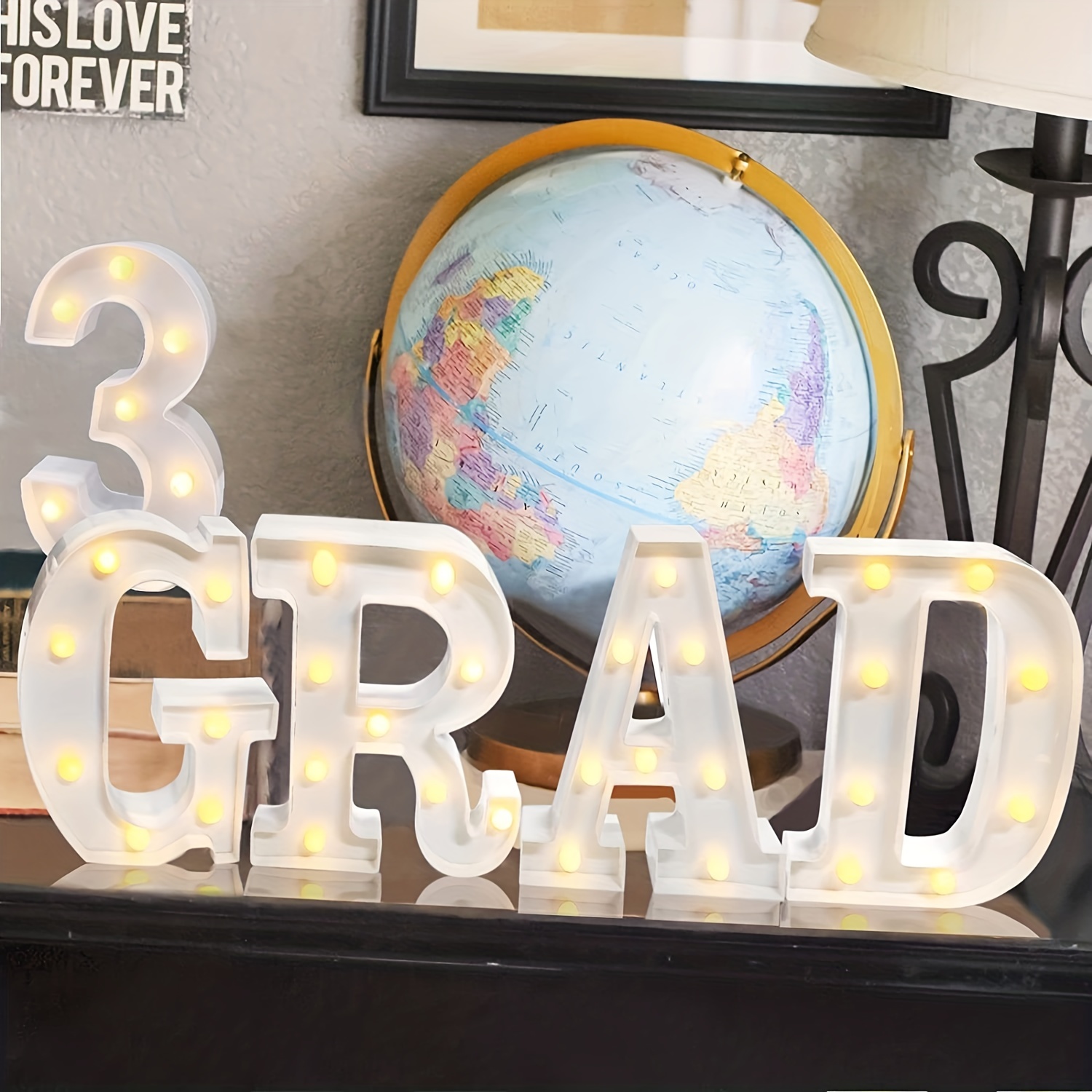 2024 Graduation Decorations,4 LED Marquee Light Up Letter“GRAD