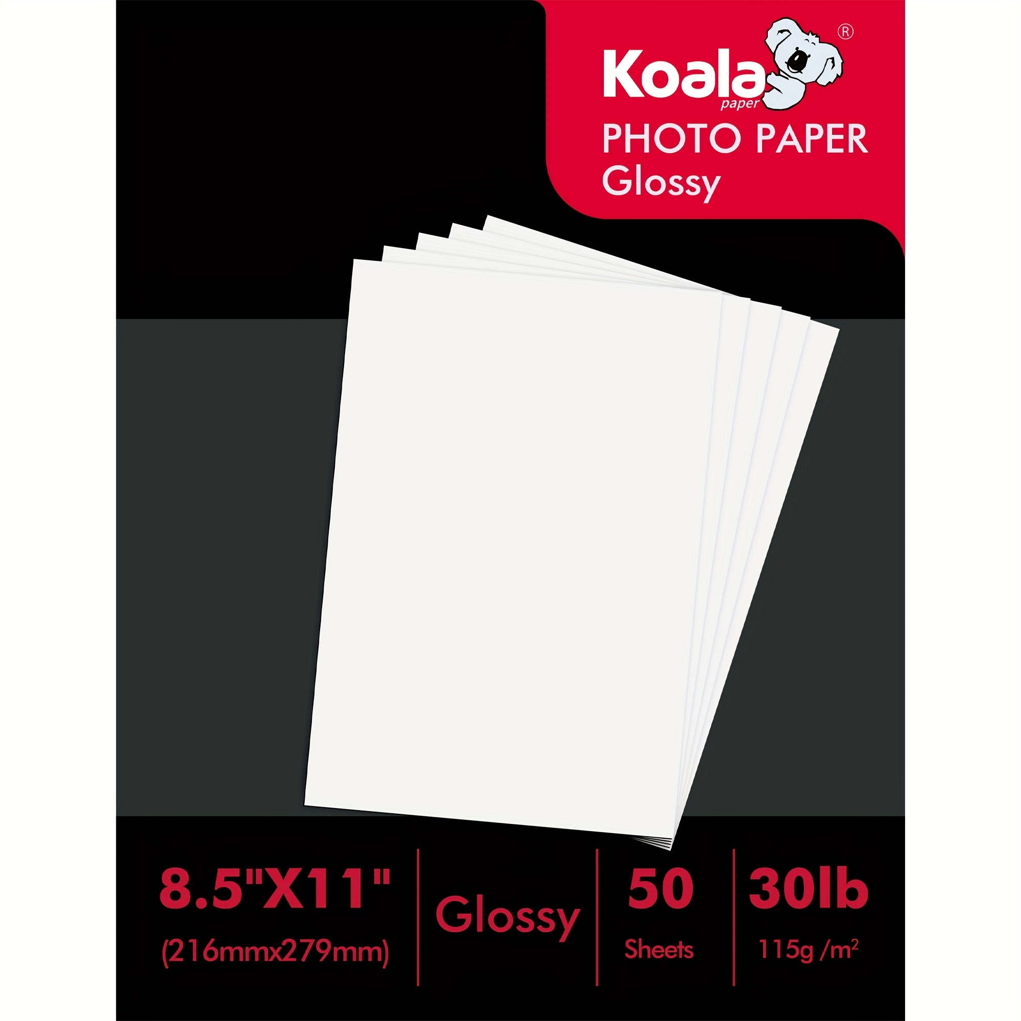 300 Sheets Koala Glossy Printer Paper 8.5x11 30lb 115g Thin Inkjet