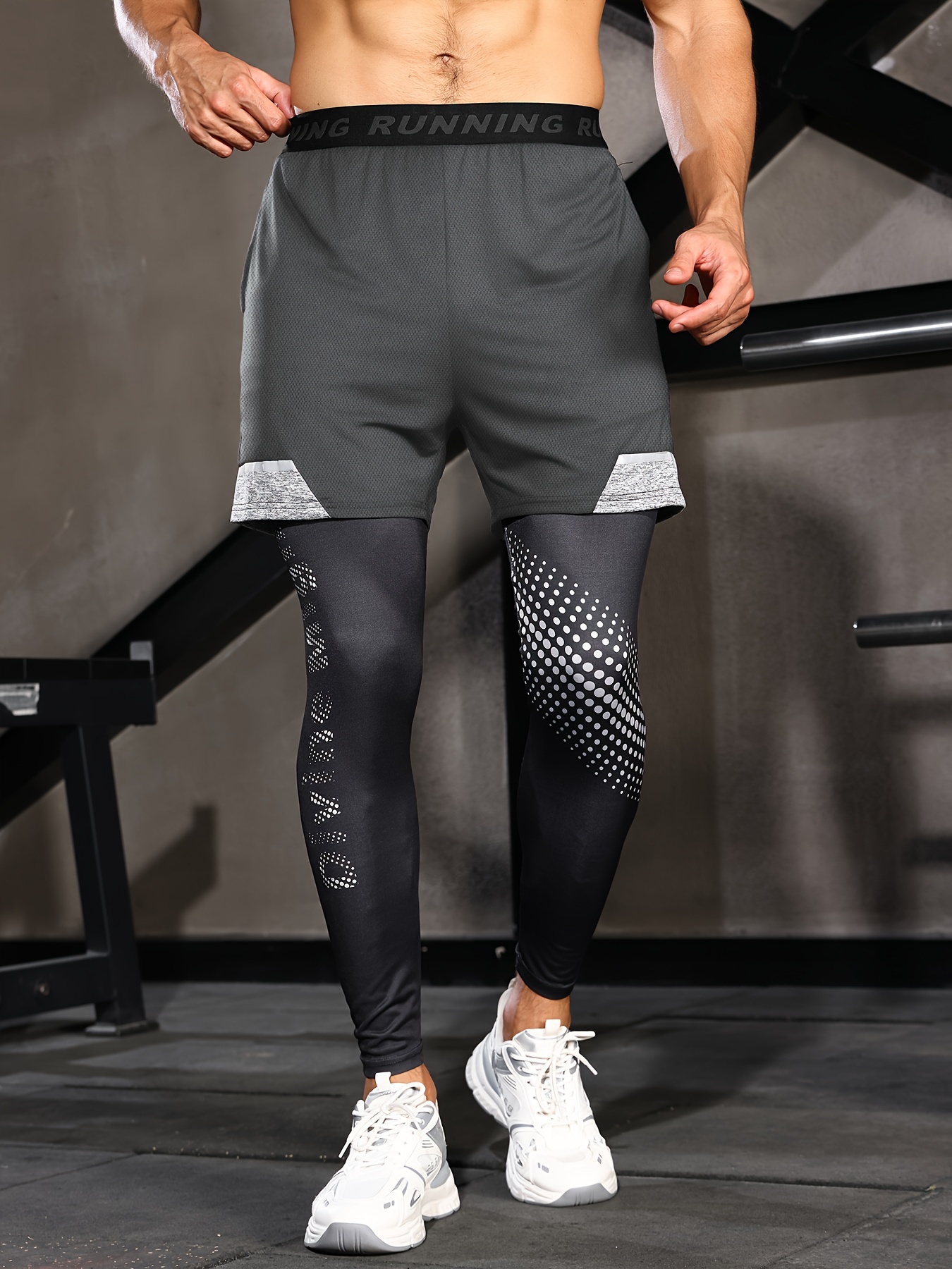 Mens Compression Long Pant Leggings with Shorts Running Sports GYM Tight  Trouser