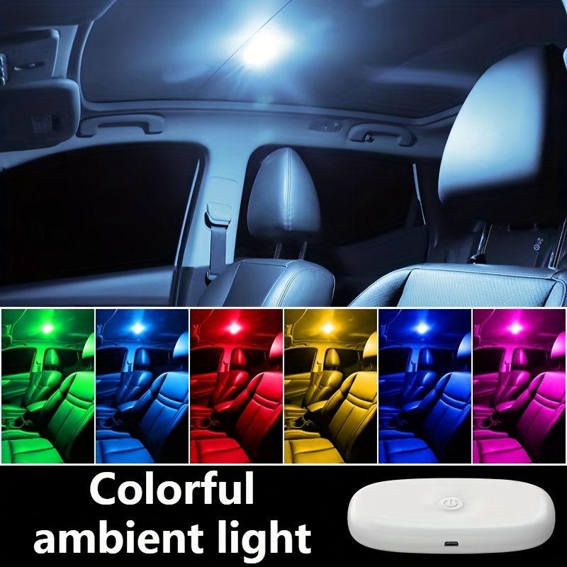 1pcs Mini voiture intérieur Lumière sans fil Led Lumières Ambient Lampe  Chargeable Nuit Lecture Toit Plafonnier Usb Charge 5v