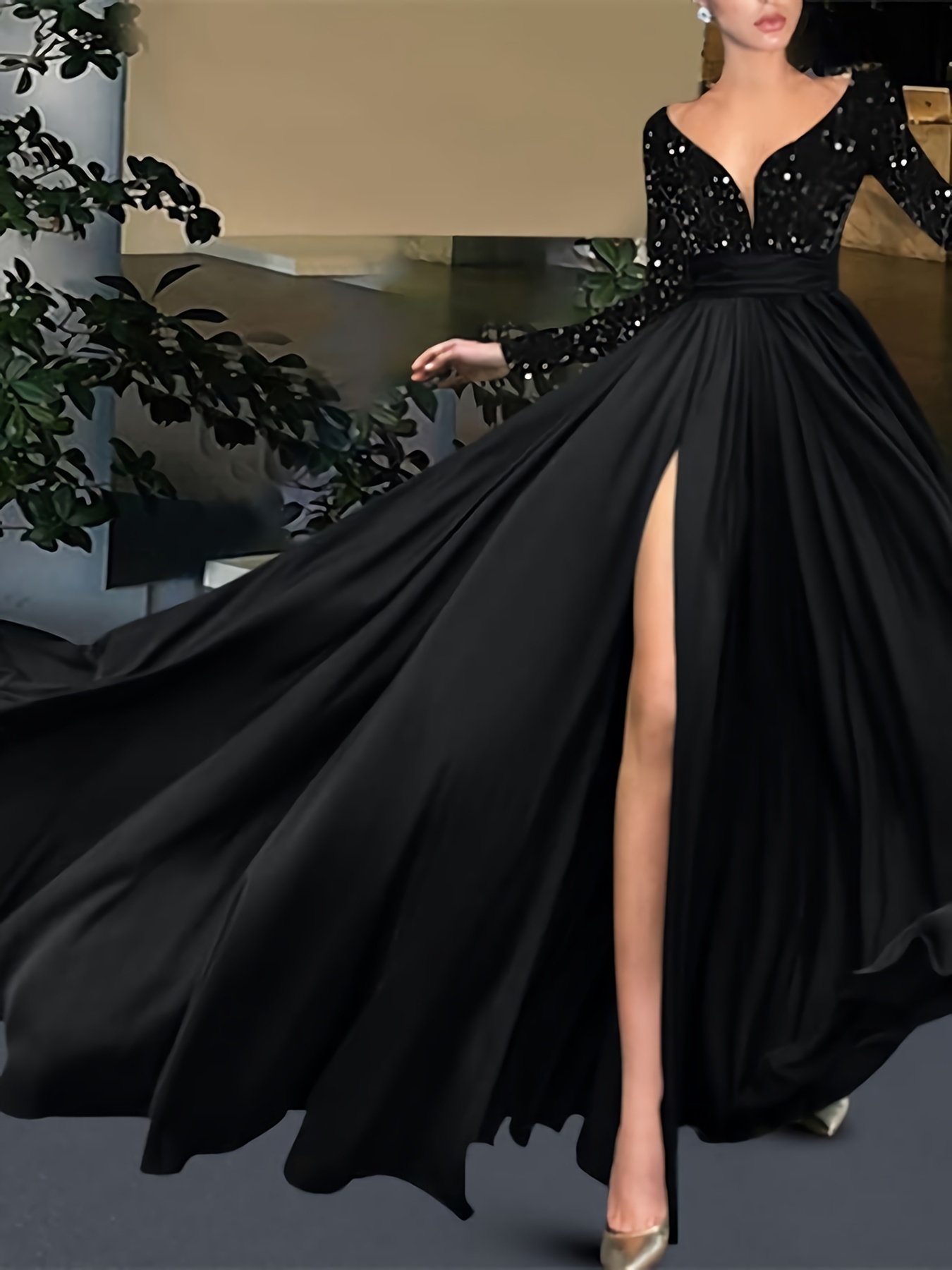 Buy blacktiedress Sequin Long Sleeve Women Ball Gowns Women Prom