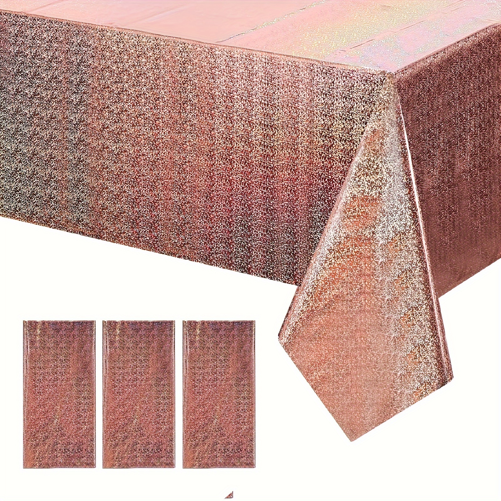 Paquete de 4 manteles de plástico color rojo iridiscente desechables con  láser, manteles rectangulares de papel de aluminio holográfico, decoración  de