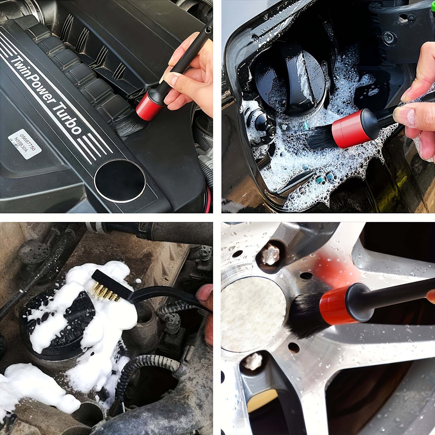 5Pcs Car Cleaning Kit Interior Detailing Wash Brushes Engine Wheel