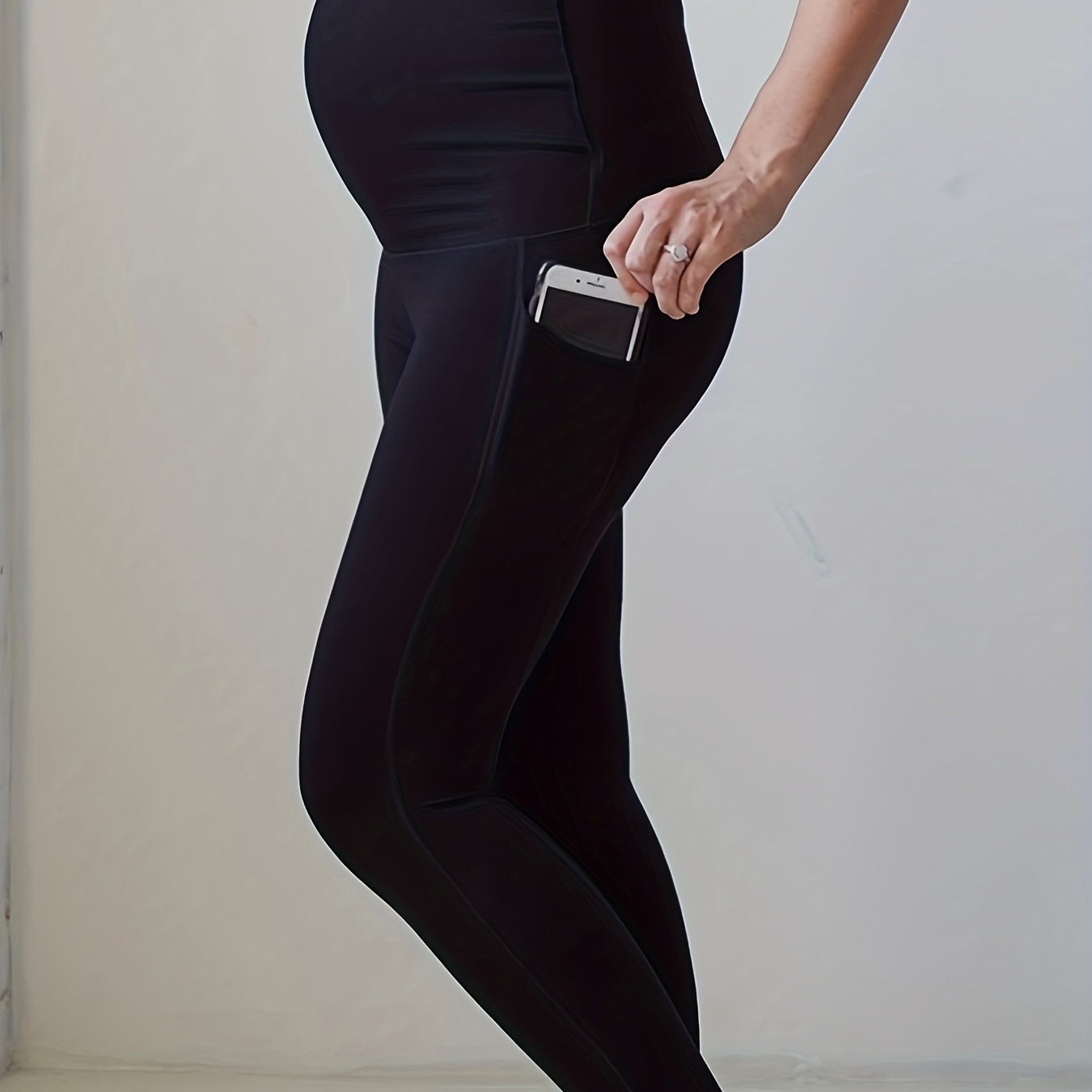 Comfy High Waist Solid Tummy Support Maternity Sports Yoga - Temu