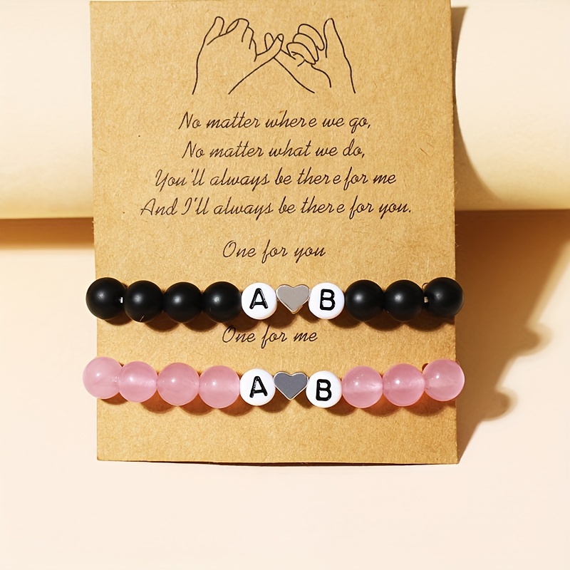 2 Unids/set Letra m Pulseras Cuentas Pulseras Parejas - Temu