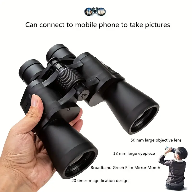 20 50 hd binoculars for adults binocular with low light nv function waterproof fogproof binoculars for bird watching travel hunting wildlife concert outdoor ultra wide angle large eyepiece telescope for kids adults details 3