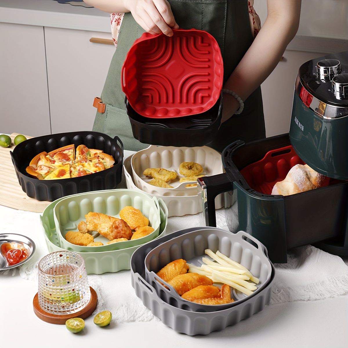 Silicone Air Fryer Liners Square Air Fryer Liners Pot - Temu