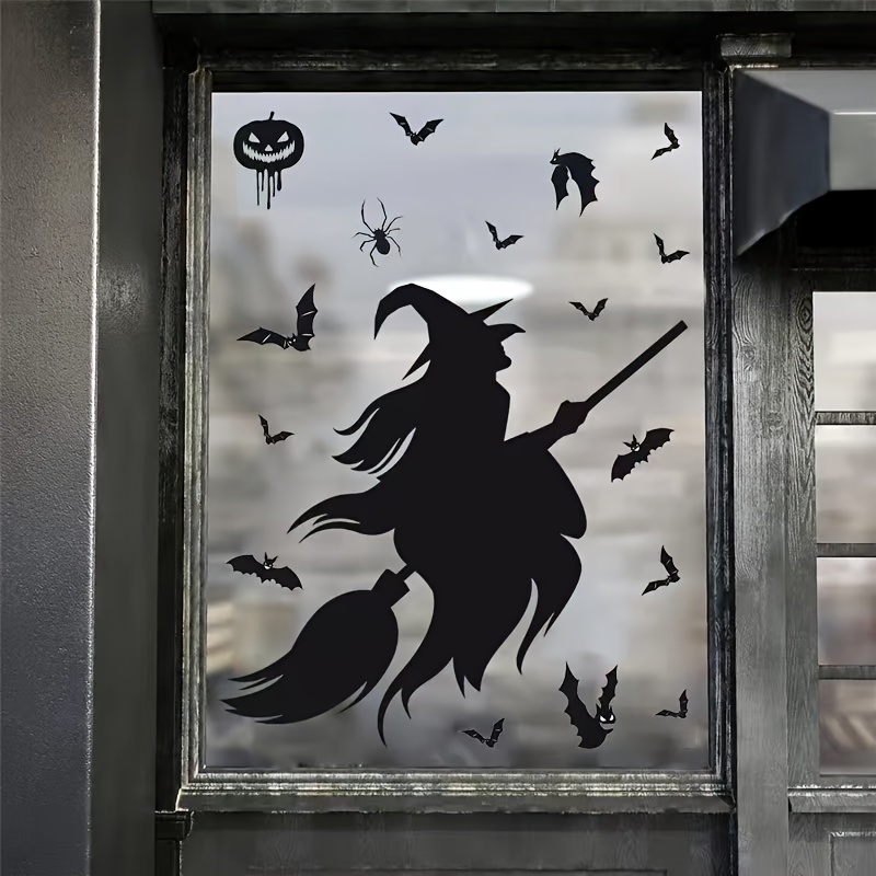 HALL4 - Sticker sorcière citrouilles - DECO-VITRES - Halloween  electrostatique