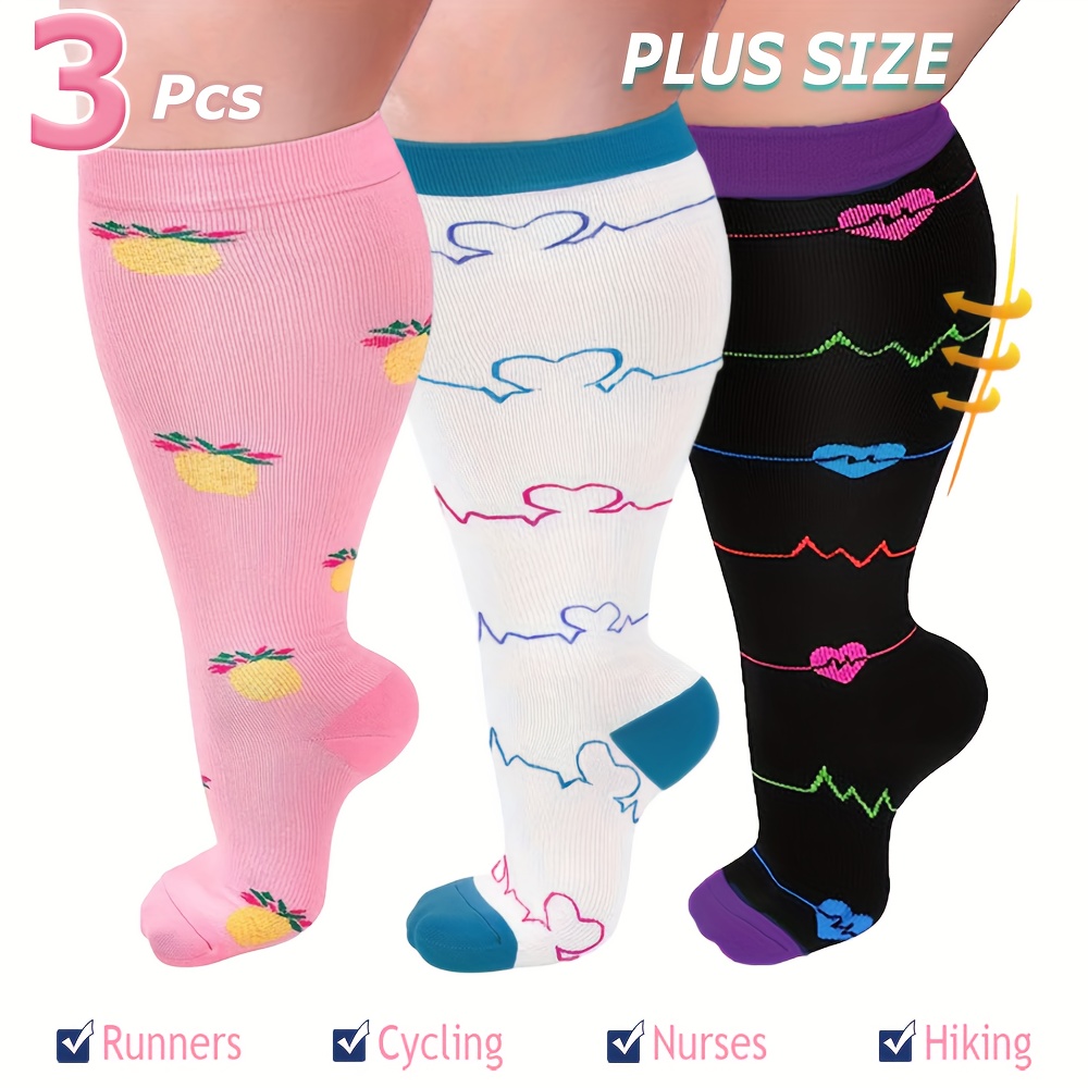 Plus Size Compression Socks Circulation 15 20 Mmhg Knee High - Temu