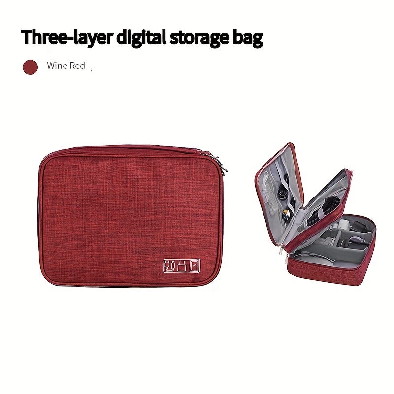 Red Woven Texture Bag, Essential Oil Storage, Small Zipper Pouch