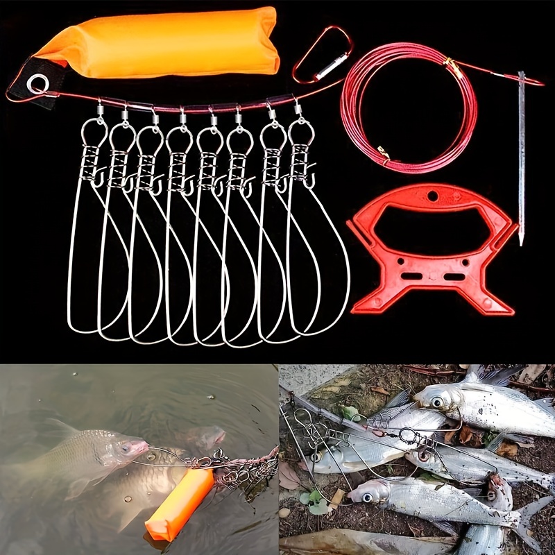 Fishing Lock Buckle, Fish Stringer Kit Detachable With Foam Float Stick For  Shore 5 Buckles 