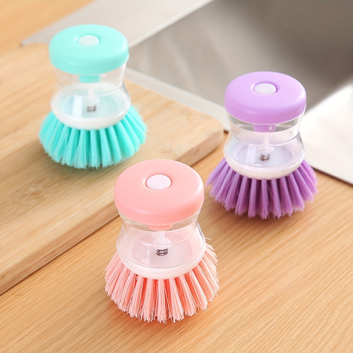 Ceramic Soap Dispenser Dish Brush: Perfect For Dishes, Pots, Pans