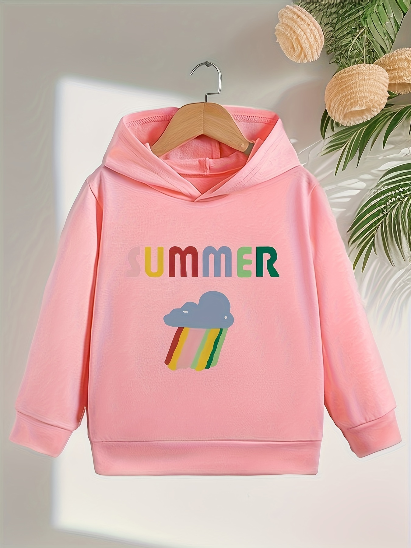 Summer Rainbow Rain Print Hoodies For Girls Graphic Hoodie Temu