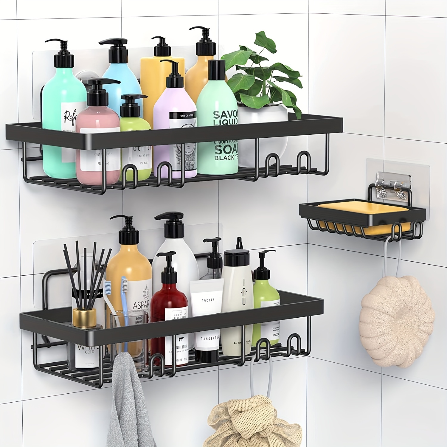 Pack Bathroom Corner Shelf, Self Adhesive Shower Organizer Rustproof  Stainless Steel For Kitchen And Bathroom Accessories - Includes 4 Adhesive  Sticke