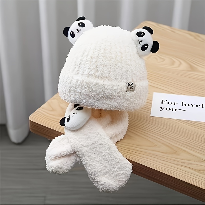Autumn Winter Kids Hat Scarf All-in-one Cute Cartoon Panda
