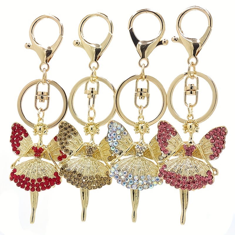  Cute Creative Rhinestone Wing Fairy Key Ring, Car Keychain for  Women Backpack Charm, Key Holder Girl Bag Jewelry (Color : Gold, Size : 4.9  in) : Clothing, Shoes & Jewelry