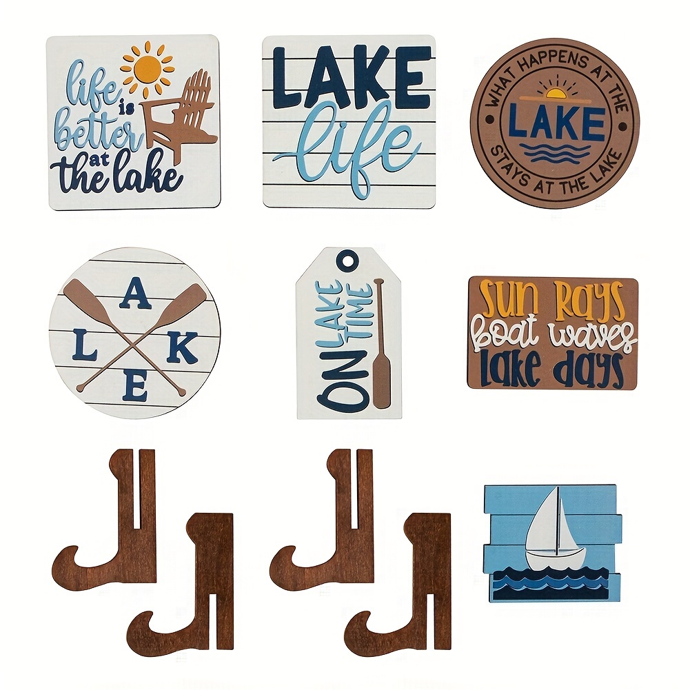 1set Sailing Boat LAKE Logo Boating Layered Tray Decorations, Creative  Desktop Wooden Crafts Decorations,Signs For Halloween Signs Wooden Table  Decora