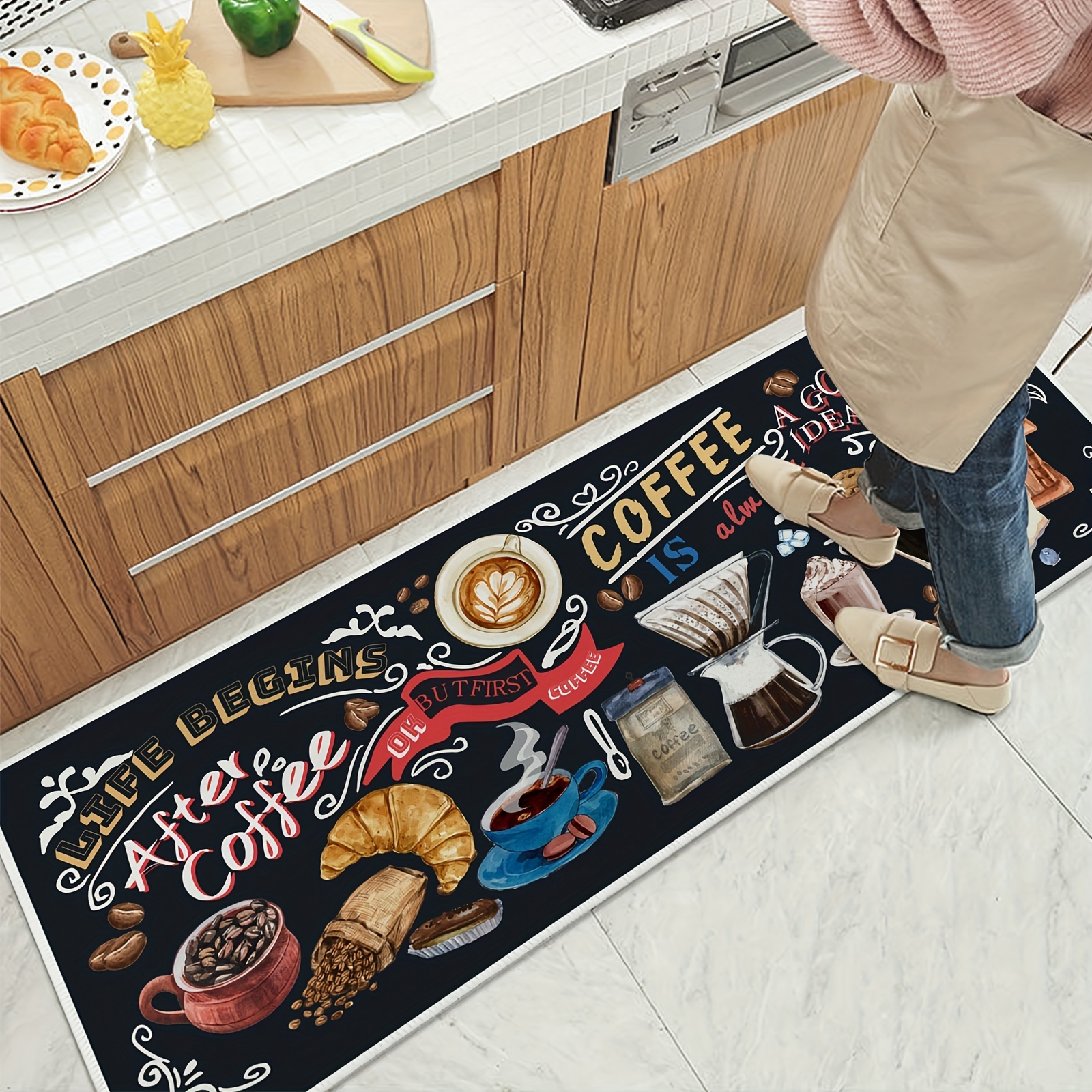 World Rug Gallery Coffee Kitchen Anti Fatigue Standing Mat - On