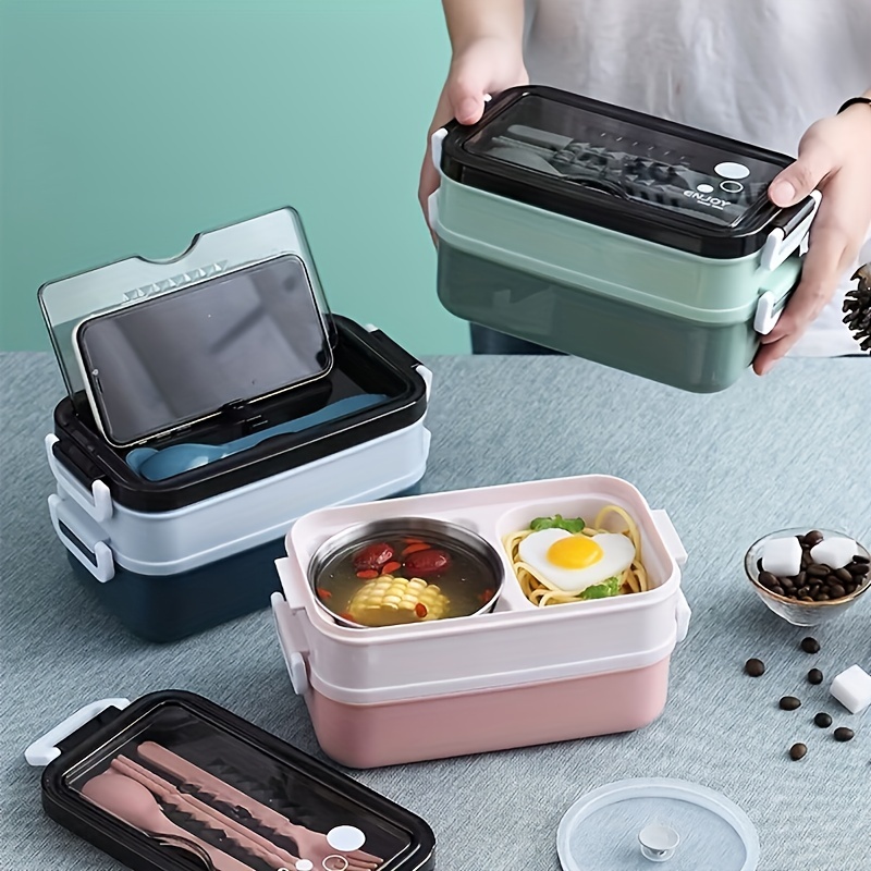 Double Layer Lunch Box Portable 2 compartment Fruit Food - Temu
