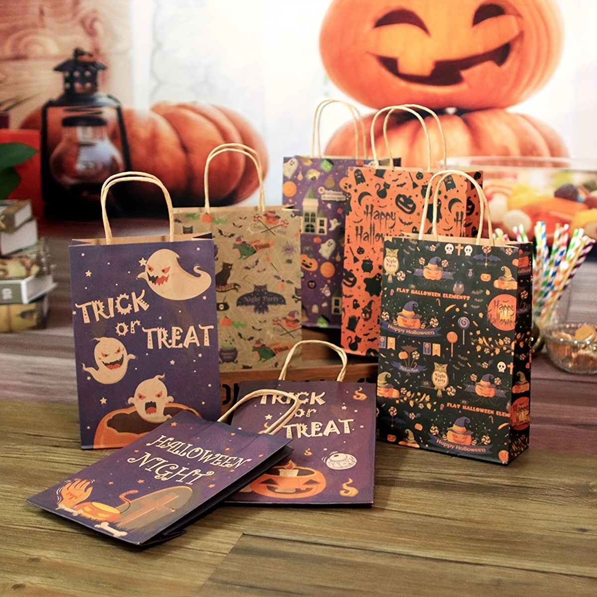 1pc Halloween Pattern Digital Print Canvas Bag, Halloween Trick Or Treat  Bags, Halloween Pumpkin Bag