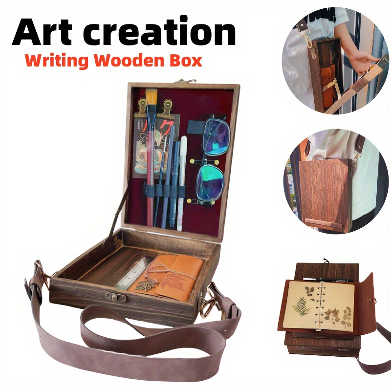 Wooden Postman Box, Handmade Portable Crossbody Postman Case