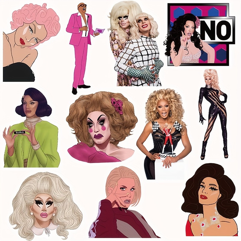 50 Pieces Of Drag Queen Show Stickers For Desktop, Notebook, And Phone Case Decorations, Waterproof